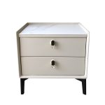 Luxury Stone Veneer Bedside Table for Stylish Bedroom Interiors