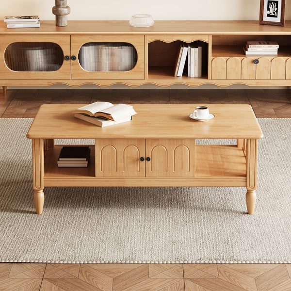 Mid-Century Modern Solid Wood Coffee Table