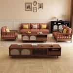  Mid-Century Modern Solid Wood Sofa