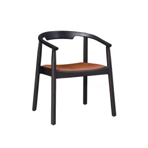 Modern Dining Chair with Cushioned Seat and Wooden Armrests