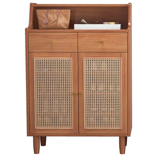 Rattan Woven Solid Wood Shoe Cabinet