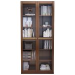Modern Glass-Backed Floor Standing Bookshelf for Senior Living Spaces