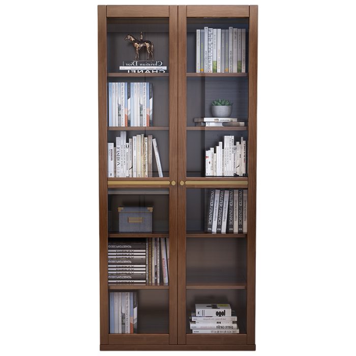 Modern Glass-Backed Floor Standing Bookshelf for Senior Living Spaces