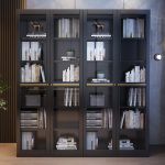 Modern Glass-Backed Floor Standing Bookshelf for Senior Living Spaces