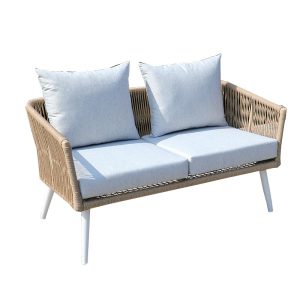 Modern Minimalist Aluminum Outdoor Sofa with Round Rope Weaving