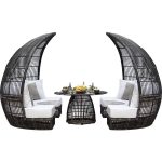 Modern Minimalist Garden Birdcage Round Bed with Iron Frame and Thick Rattan