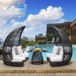 Modern Minimalist Garden Birdcage Round Bed with Iron Frame and Thick Rattan