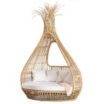 Modern Minimalist Garden Birdcage Sofa Bed with Aluminum Frame and PE Rattan 