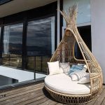 Modern Minimalist Garden Birdcage Sofa Bed with Aluminum Frame and PE Rattan 