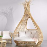 Modern Minimalist Garden Birdcage Sofa Bed with Aluminum Frame and PE Rattan 