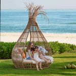 Modern Minimalist Garden Birdcage Sofa Bed with Aluminum Frame and PE Rattan 
