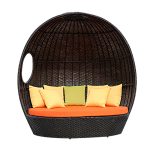 Modern Minimalist Garden Birdcage Sofa Bed with Iron Frame and PE Rattan   