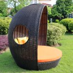 Modern Minimalist Garden Birdcage Sofa Bed with Iron Frame and PE Rattan   