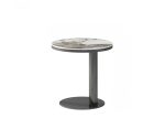 High-gloss stainless steel side table base for luxurious interiors