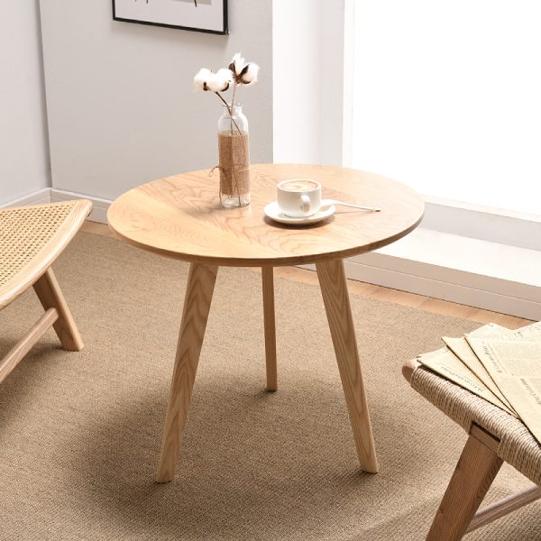 Modern Minimalist Round Ash Wood Coffee Table