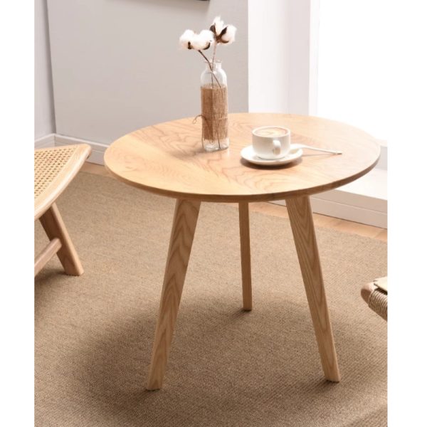 Modern Minimalist Round Ash Wood Coffee Table