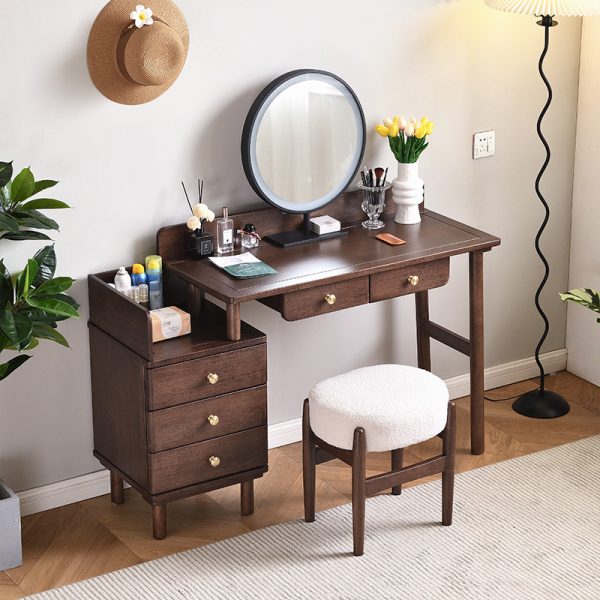 Modern Minimalist Rubber Wood Dressing Table with Low Cabinet 