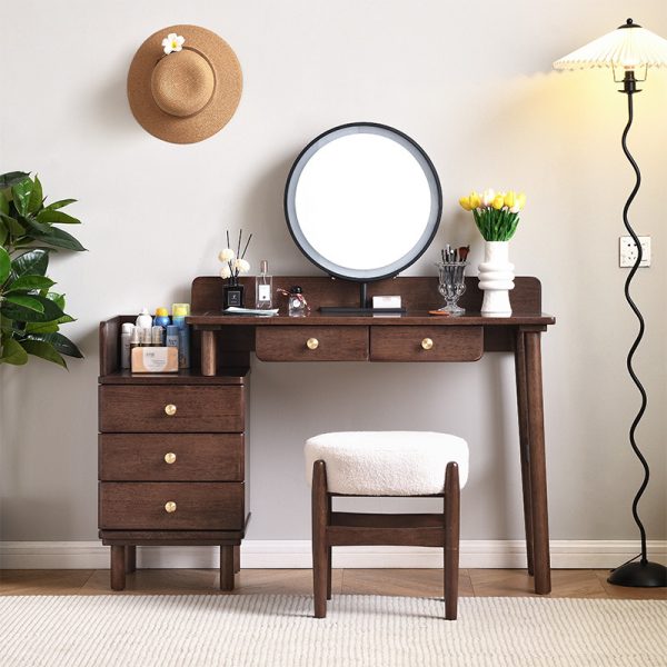 Modern Minimalist Rubber Wood Dressing Table with Low Cabinet 