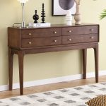 Modern Minimalist Rubber Wood Entryway Cabinet with 4 Drawers