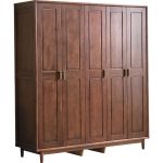 Modern Minimalist Rubber Wood Wardrobe