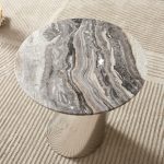 Stainless steel side table base with a unique geometric design