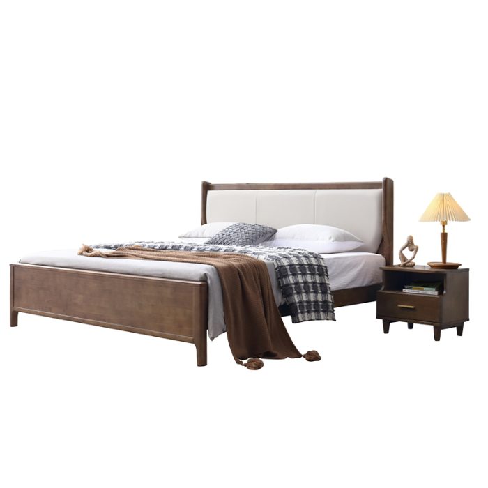 Embrace Scandinavian tranquility with this Nordic wooden bed.
