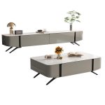 Modern Nordic Glass Coffee Table and TV Cabinet Set