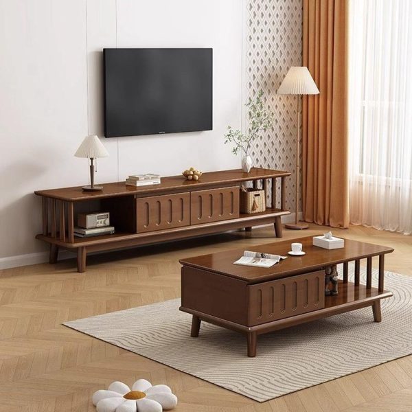 Modern Nordic Solid Wood Coffee Table & TV Stand Set