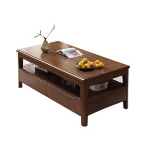 Modern Nordic Solid Wood Coffee Table with Drawers