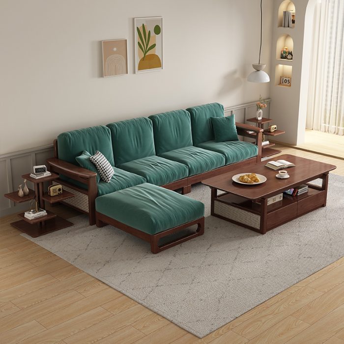 Modern Nordic Solid Wood Rattan Sofa 