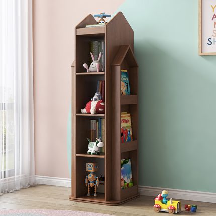 Modern Nordic Solid Wood Rotating Bookshelf