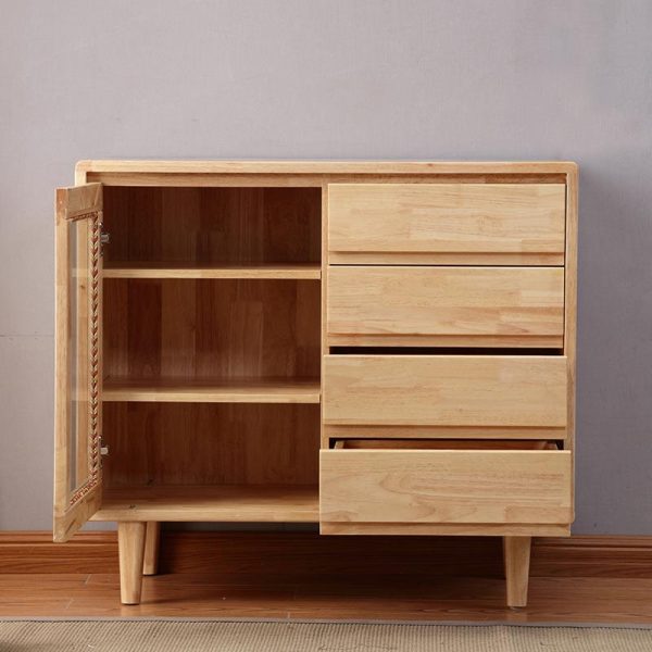 Modern Nordic Solid Wood Sideboard with 4door