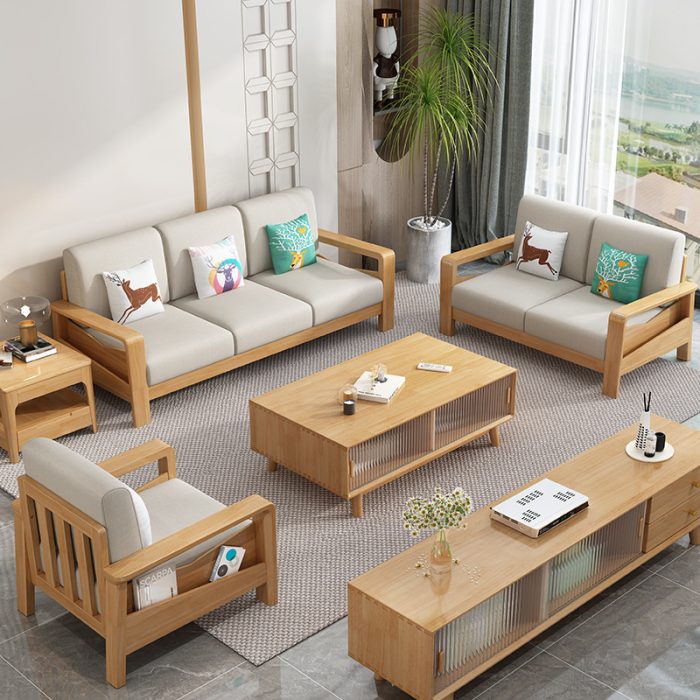 Modern Nordic Solid Wood Storage Sofa