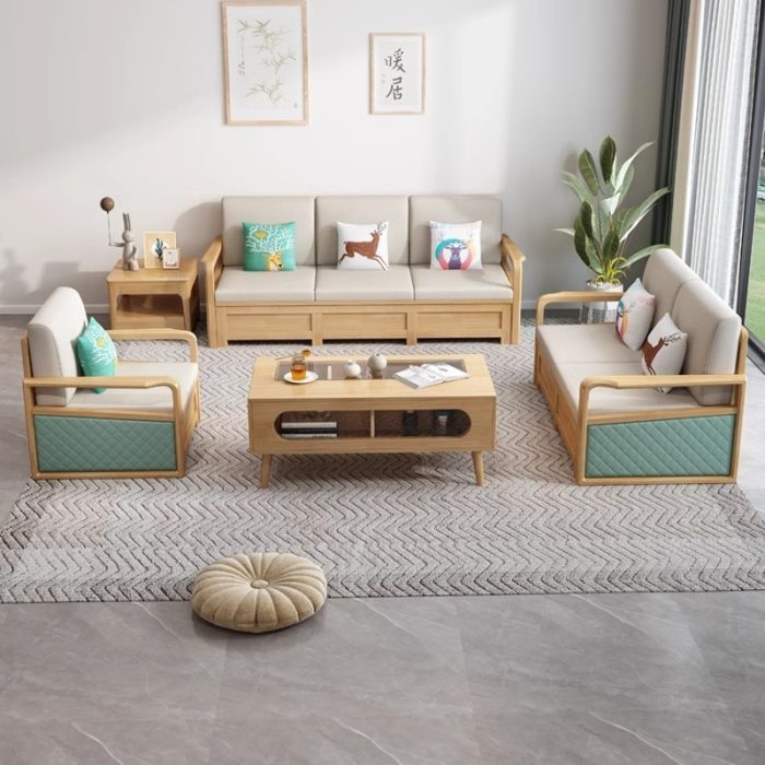 Modern Nordic Solid Wood Storage Sofa