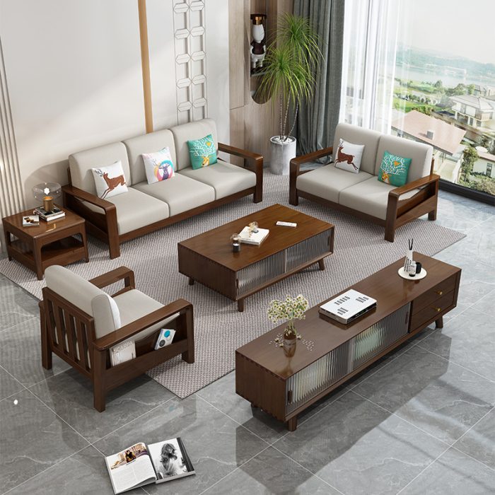 Modern Nordic Solid Wood Storage Sofa