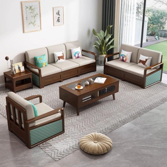 Modern Nordic Solid Wood Storage Sofa