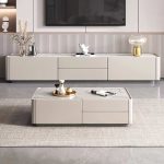 Modern Nordic TV Cabinet and Coffee Table with Stone Surface