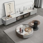 Modern Nordic TV Cabinet and Coffee Table with Stone Surface for Wholesale