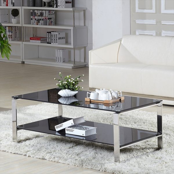 Modern Office Tea Table with Tempered Glass Top