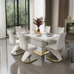 Modern Scandinavian Marble Dining Table & Metal Chairs