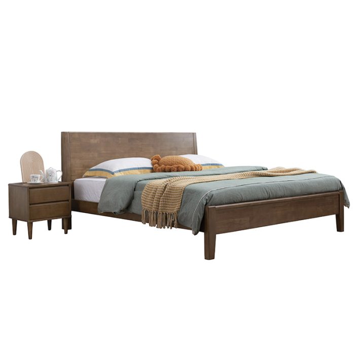 Experience the beauty of simplicity with this Nordic style wooden bed.