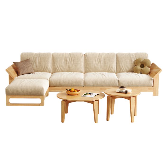 Nordic-Inspired Solid Wood Sofa