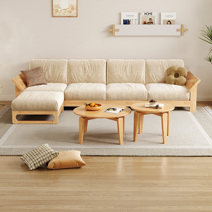 Nordic-Inspired Solid Wood Sofa