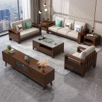 Nordic-Inspired Solid Wood Sofa