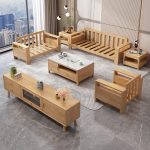 Nordic-Inspired Solid Wood Sofa