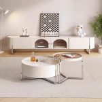 Nordic-Inspired TV Cabinet and Coffee Table with Metal Legs