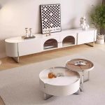 Nordic-Inspired TV Cabinet and Coffee Table with Metal Legs