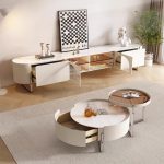 Nordic-Inspired TV Cabinet and Coffee Table with Metal Legs