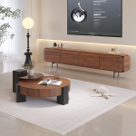 Nordic Minimalist Glass Coffee Table and TV Cabinet Set for Wholesale
