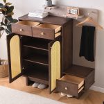 Nordic Solid Wood Rattan Shoe Cabinet